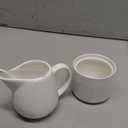 ONTUBE Porcelain Sugar and Creamer Set of 3,Cream Pitcher, Spoon, Sugar Bowl with Lid,Cream (White)