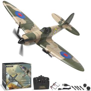 Volantexrc RC Plane 3 Channel Remote Control Plane Fighter Spitfire with 6-axis Gyro, 2.4GHz RTF Radio Controlled Aircraft Easy to Fly for Beginners Adults (76205 RTF)