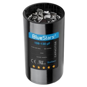 [[UL Listed] BlueStars 108-130 uF MFD 110-125 VAC Volts 20% 50/60 Hz CD60 Round Start Capacitor AC Electric Replacement Part - for Motors Starting or Pool Pump or Well Pump