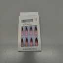 24 Pcs Pearl Shine Medium Square Fake Nails with Bow Designs, French Tip Glue On Nails, Reusable Black Bows, Full Cover Nude Artificial Nails for Women & Girls