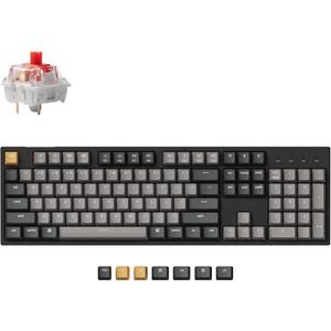 Keychron C2 Pro Wired Custom Mechanical Keyboard Full Size Layout QMK/VIA Programmable Macro RGB Backlit with Hot-Swappable Keychron K Pro Red Switch OEM Profile PBT Keycaps for Mac Windows Linux