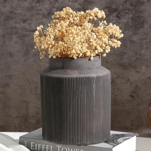 Farmhouse Vase for Home Decor, Vintage Rustic Terracotta Flower Vase Suitable for Home Decor, Living Room, Shelf, Dining Table. Large 7.2 x 9 in (Dark Brown)