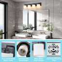 4 Light Modern Bathroom Light Fixtures Over Mirror, Black Vanity Lights for Bathroom Wall Sconces with Milky White Glass Shades, E26 Socket (Bulbs Not Included)