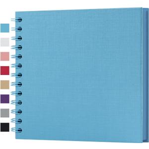 potricher 7 x 7 Inch DIY Scrapbook Album 40 Pages Hardcover Kraft Paper Scrap Book Photo Albums Memory Book for Wedding and Anniversary Family (Blue, 7 Inch)