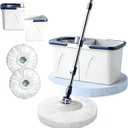 Spin Mop and Bucket Set - 360 Degree Microfiber Mop with Hands Free Wringer System, Multi Surface Floor Cleaning Mop for Hardwood, Tile, and Vinyl Floors