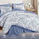 WONGS BEDDING Blue Floral Comforter Set King Size, 8 Pieces Flower Botanical Bed in a Bag Bedding Set, Soft Microfiber Comforter, Sheets, Pillowcases & Shams (90"x104")