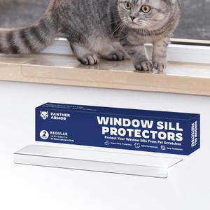 Panther Armor Regular Window Sill Protector for Pets  Scratch-Resistant, Durable & Transparent  Easy Peel & Stick Installation  2-Pack for Dog & Cat Scratch Protection