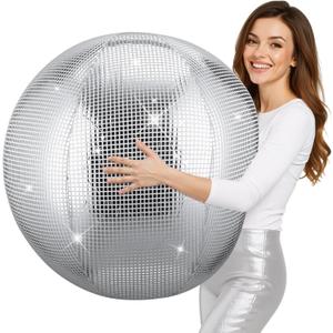HyDren 1 Set Inflatable Disco Ball Decor Large Beach Ball Balloon Hanging Mirror Blow Up Disco Party Decorations for Ornament Indoor Outdoor Wedding Birthday Party Supplies Favors (2.5 Feet)