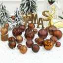 Christmas Ball Ornaments Brown Christmas Tree Decorations with Hang Rope-36pcs Shatterproof Christmas Ornaments Set with 6 Styles in 3 Sizes(Small Medium Large)