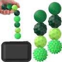 BUSOHA Silicone Fidget Balls - 8 Pack Silicone Stress Relief Balls Stone for Adults Sensory Travel Toys for Calming,Stress,Autism and ADHD,Gifts for Teens Adults,Green (1.2 Inch)