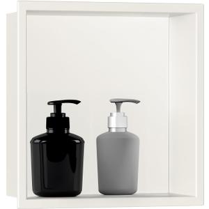 SaniteModar Shower Niche, Stainless Steel Shower Niche No Tile Needed, Recessed for Bathroom Storage (Warm White, 12x12)