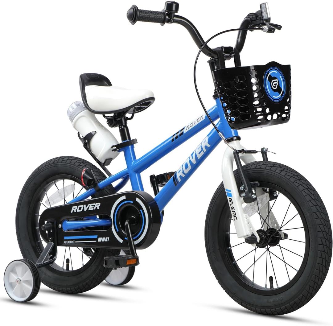 Glerc Rover Kids Bike, 12-18 Inch Boys Bike for 2-9 Years Old Children, Kids Bicycle with Water Bottle & Basket & Training Wheels, Multiple Colors