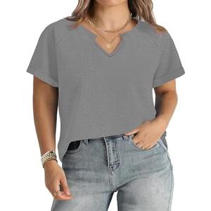 KARALIN Women’s Size XL V Neck Roll Short Sleeve Casual Soft Summer T-Shirts Tops Tunics Blouses