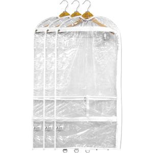 Clear Garment Bags for Dance Costumes 3-Pack, Regular-Size, Side Zipper Entry, Storage Pockets for Shoes & Accessories, Size 37”x18”, Dream Duffel |  Non-Gusseted Regular-Size 37"x18"