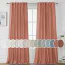 H.VERSAILTEX Natural Linen Curtains 84 inches Long for Living Room 2 Panels Back Tab Loop Pocket Textured Light Filtering Semi Sheer Curtains Rustic Farmhouse Boho Curtain for Bedroom, Terracotta