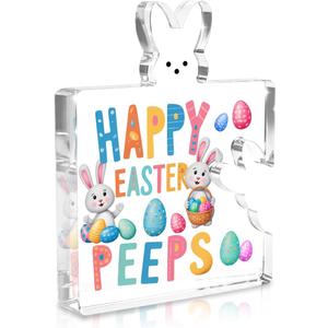 Gift Funny Easter Bunny Decor Desk Decor Acrylic Sign Easter Decorations Gifts Block Plaque Sign for Home Farmhouse Kitchen Bathroom Shelf Table Decor Oh for Peeps Sake Spring Decorations for Office (4.7x3.5 inch)