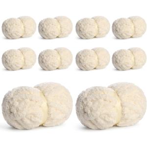 10 Pack Jumbo Chenille Yarn for Crocheting, #10 Super Bulky Baby Soft Yarn for Hand Knitting, 220 yds /70.5 oz Fluffy Chunky Knit Throw Blanket Yarn (Milky White)