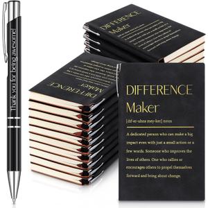 Colarr 40 Pcs Christmas Employee Appreciation Gifts Bulk Inspirational Notebook A6 PU Leather Journal Motivational Pen Thank You Gift for Staff Team Coworker Teacher(Black,Difference Maker)