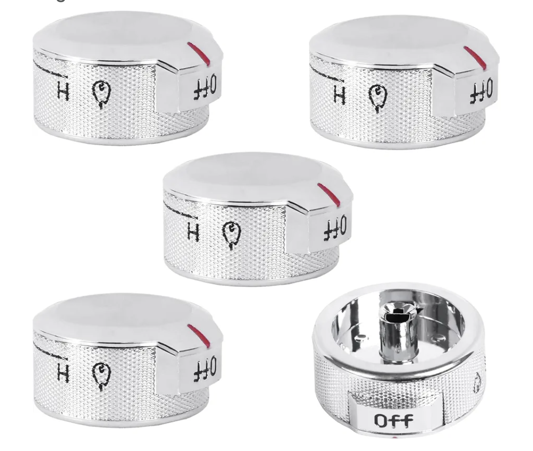 5PCS Upgrade W11156487 W10823529 Oven Range Knob Replacement, Compatible with Whirlpool, Oven Range Knob Silver