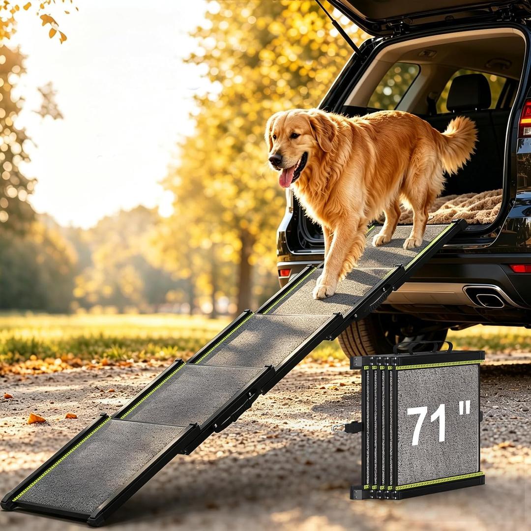 Dog Ramp for Car with Telescoping Design, 71" x 17" Pet ramp for Truck/SUV