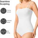 Eleady Shapewear Bodysuits for Women - Body Shaper Tummy Control Sleeveless Bodysuit Square Neck Tank Tops (White, S)