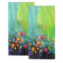 Snowmolle Abstract Watercolor Flowers Hand Towels Set of 2, Fingertip Polyester Cotton Soft Bath Towels for Bathroom Kitchen Hotel Spa, 14"X28"