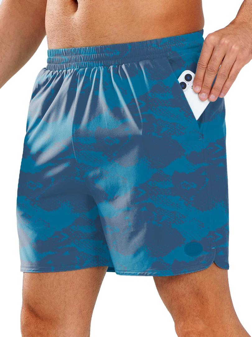 NORTHYARD Mens Swim Trunks 5" Beach Swim Shorts Quick Dry Bathing Suit with Mesh Liner Packable, Scale, L