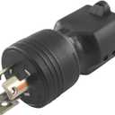 Conntek 30120 UNO Locking Plug NEMA L5-15P to NEMA 5-15R 125-Volt Adapter Black, 1PCS/PK