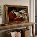 Large Framed Women and Wolves Dark Romantic Girl Wolf Canvas Wall Art, 36"L x 24"W