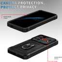 for Samsung Galaxy S24 Case Military Grade Drop Shock Protection Cell Phone Cover with Slide Camera Cover Built-in 360 Rotate Ring Stand for S24 6.2 - Black