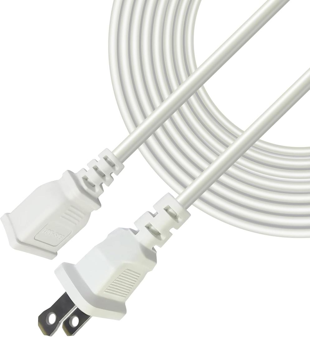 White Thin Extension Cord 10 Feet Polarized US 2 Prong 5A 625W Male-Female Extension Power Cable for Indoor Use with Single Outlet Ideal for Holiday Lights, Lamps, Cameras, Appliance (1 Pack)