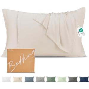 GOKOTTA Soft Standard Pillow Cases, Luxury Silky Cooling Pillow Cases for Hot Sleepers, 100% Rayon Derived from Bamboo, Envelope Closure and Reversible Pillowcases for Hair and Face(20"*26") (Lightbeige)