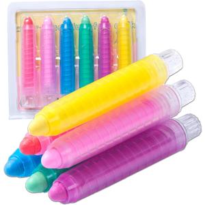 Dustless Chalk for Kids,Non-toxic Colored Sidewalk Chalk With Holder for Kids, 6 Colored Washable Toddlers Chalks for Blackboard Drawing Writing, Christmas gifts for grandkids,6 Pack