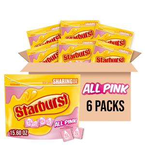 STARBURST All Pink Chewy Candy Bulk Pack, Fruit Chews, Sharing Size, 15.6 Ounce, Pack of 6