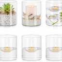 Hewory Glass Hurricane Candle Holder Set of 6, Clear Glass Candle Holders for Pillar Candles Floating Candles, 4 inch Glass Cylinder Hurricane Vases for Centerpieces Wedding Christmas Home Decor