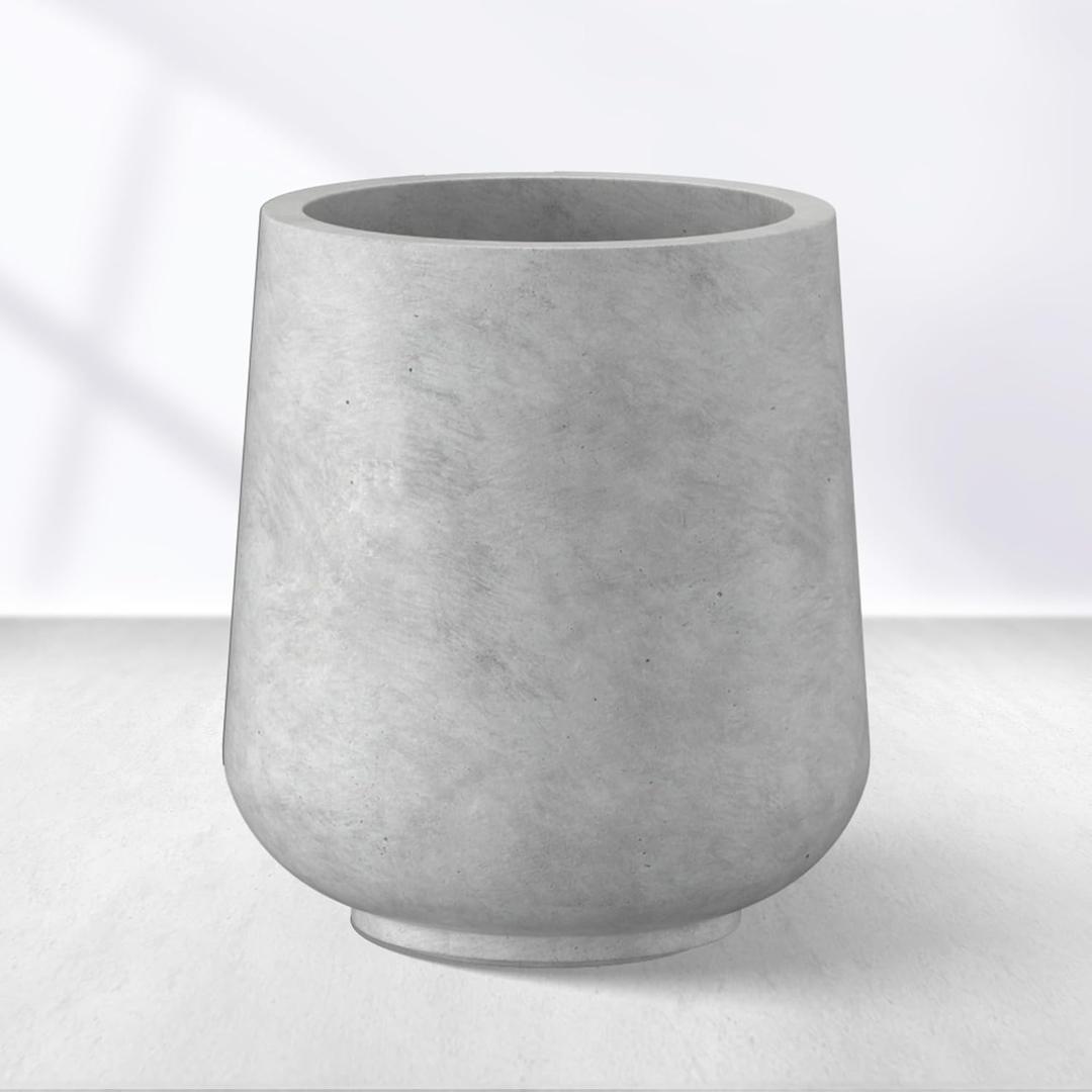 Kante 11.6" Dia Round Concrete Planter, Outdoor Indoor Large Plant Pots Containers with Drainage Hole and Rubber Plug for Home Garden Patio, Gray Concrete