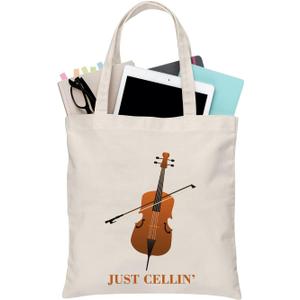 BDPWSS Cello Gift Cello Music Tote Bag Just Cellin Funny Cello Cellist Orchestra Musician Reusable Handbag Cello Player Gift