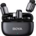 BOYA mini 2 Wireless Lavalier Microphones for iPhone 15/16/17 & Android, AI Noise Cancellation, App Control, 30H Battery Life with Charging Case, Lapel Microphone Wireless for Video Recording Vlogging