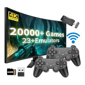 2025 Retro Game Console Pro  4K Plug & Play TV Gaming Stick with 20,000+ Classic Games, 23 Emulators, 2 Wireless Controllers Included