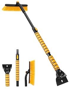 ZERIXA 44.5" Ice Scraper for Car Windshield, Extendable Snow Brush with 270° Pivoting Brush Head and Foam Grip for Car Auto Truck SUV