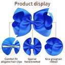 Oaoleer 40Pcs 6" Hair Bows Clips Grosgrain Ribbon Bows Hair Alligator Clips Hair Barrettes Hair Accessories for Baby Girls Infants Toddlers Kids Teens Children (6 Inch)