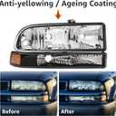 Headlights Assembly Compatible with 1998-2004 Chevrolet S10 Pickup,98-05 Chevy Blazer Halogen Headlamp w/Bumper Lights, Black Housing Amber Corner