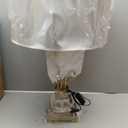 Glass Table Lamp Modern Bedside Lamp Decorative with Metal Base White Linen Fabric Lampshade Modern Bedside Lamp for Bedroom Living Room Elegant Nightstand Lamp Crystal Decoration for Office Desk