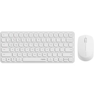 Rapoo 9010M Multi-Device Keyboard and Mouse Combo, 2.4GHz/Bluetooth 5.0/4.0 Wireless Keyboard & Mouse Set for Windows/Mac/Linux/Chrome, Support 4 Devices, Low-Profile Silent Click, Battery Powered (White)