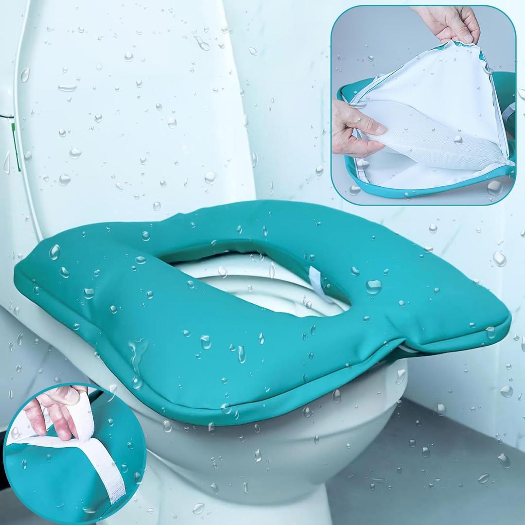 Oversize Soft Toilet Cover Seat,Bedside Commode Cushion for Toilet/Shower/Bedside,Double Padded Universal Fit Commode Pad Seat, Seniors Portable Seat Cushion 25" x 17" with Fixing Straps