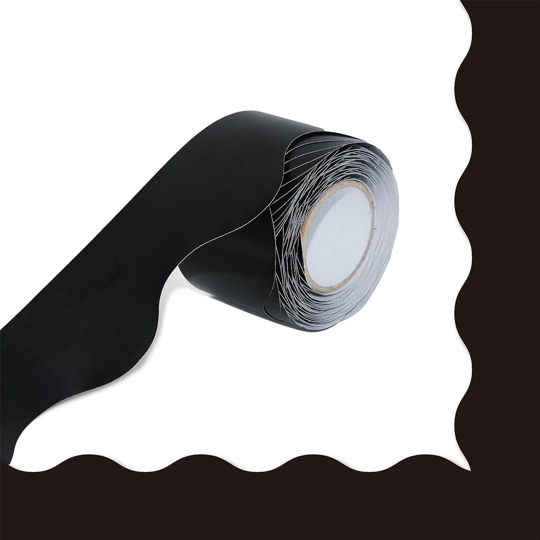 60 Feet Bulletin Board Borders, Pure Black Scalloped Rolled Border Trim Board Border with Wavy Line Design Decoration for School, Classroom & Offices (Black)