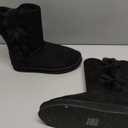 KRABOR Womens Suede Snow Boots Mid-Calf Winter Shoes with Side Bows Black Size 6