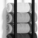 Towel Racks for Bathroom,VIDA-ZONE 304 Stainless Steel Towel Storage Racks for Rolled Bath Towels Holds 6-8 Large Towels,Wall Mounted 30 Inch Bathroom Organizer for Small Space Black Towel Holder