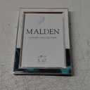 Malden International Designs 5x7 Two Tone Marbled Metal Picture Frame White Emerald Green Shiny Silver Finish