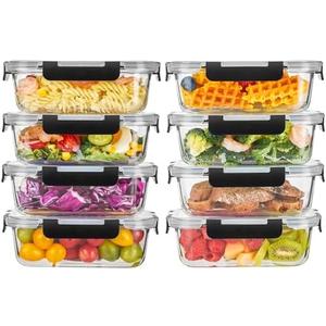 Liuruiyu 8 Pack 36OZ Glass Food Storage Containers with Lids, Meal Prep Containers, Airtight Bento Boxes with Leak Proof Locking for Microwave, Oven, Freezer and Dishwasher, BPA Free